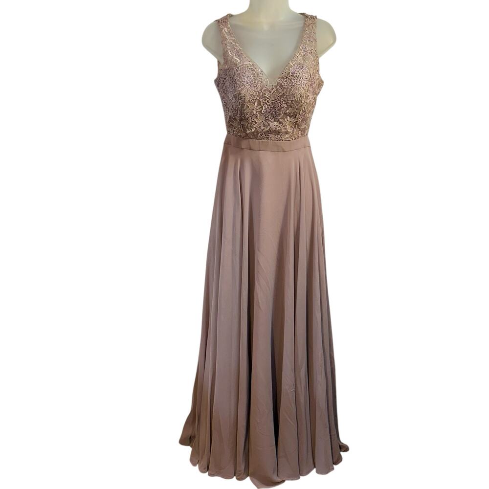 Pastel Powder Pink Prom Formal Long Maxi Dress SZ M Fairy Embroidered Y2K